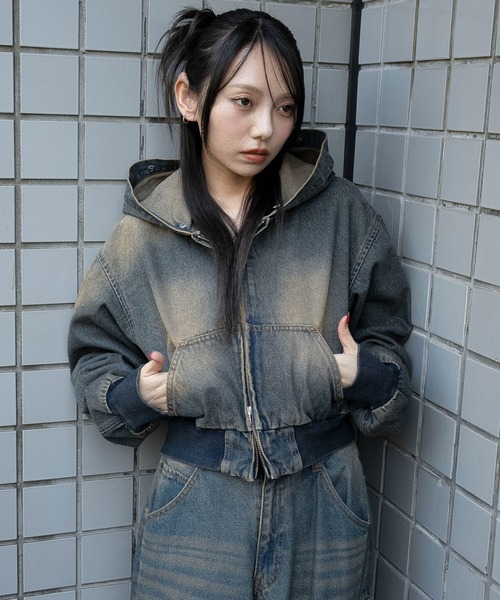 WEGO（ウィゴー）の「WEGO/【25年秋冬新作】ファーフードデニムショートブルゾン（ブルゾン・レディース・ブラック系2/コバルトブルー・FREE）」の17枚目の写真