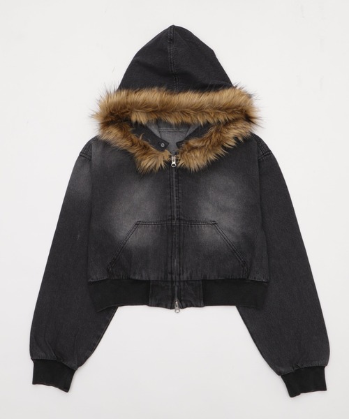 WEGO（ウィゴー）の「WEGO/【25年秋冬新作】ファーフードデニムショートブルゾン（ブルゾン・レディース・ブラック系2/コバルトブルー・FREE）」の20枚目の写真