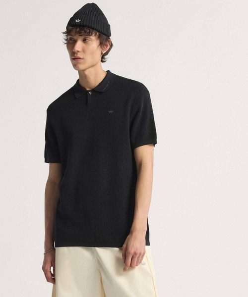 adidas（アディダス）の「プレミアムポロ / アディダスオリジナルス adidas Originals（ポロシャツ・メンズ・ブラック/ホワイト・XX-SMALL/XX-LARGE/LARGE/MEDIUM/SMALL/X-LARGE/X-SMALL/3XL）」の2枚目の写真