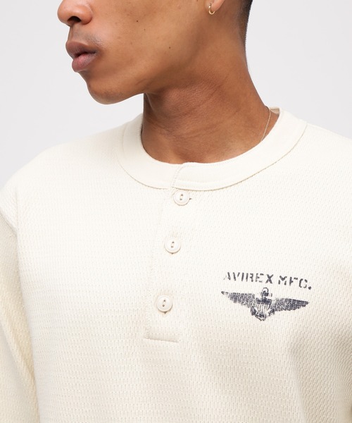 直営店限定》HONEYCOMB WAFFLE HENRY NECK NAVAL T-SHIRT / ハニカム 