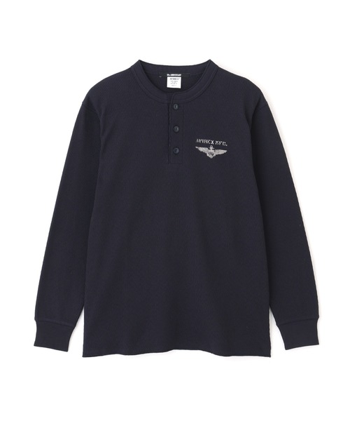 AVIREX(アヴィレックス)の「《直営店限定》HONEYCOMB WAFFLE HENLEY NECK NAVAL T-SHIRT / ハニカムワッフル ヘンリーネック ナバル長袖Tシャツ / AVIREX / アヴィレックス(Tシャツ/カットソー・メンズ・ナチュラル/ネイビー/チャコール・MEDIUM/XX-LARGE/X-LARGE/LARGE)」の18枚目の写真