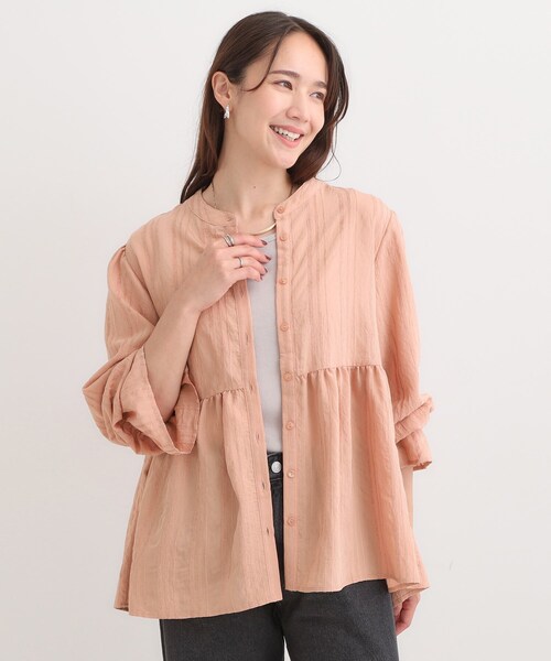DRESKIP(ドレスキップ)の「【S-LL】大人フェミニン ペプラム風フリルブラウス(シャツ/ブラウス・レディース・ライトオレンジ系/ライトグレー・01/02/03/04)」の13枚目の写真