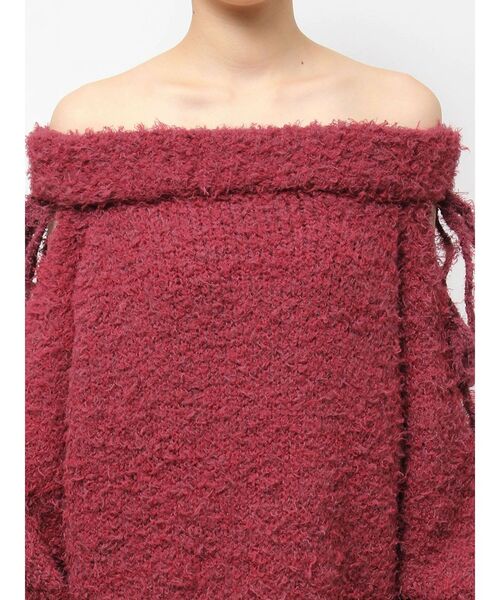 EVRIS（エヴリス）の「リボンオフショルニットワンピース（ワンピース・レディース・レッド/グレー/ブラック・FREE）」の12枚目の写真