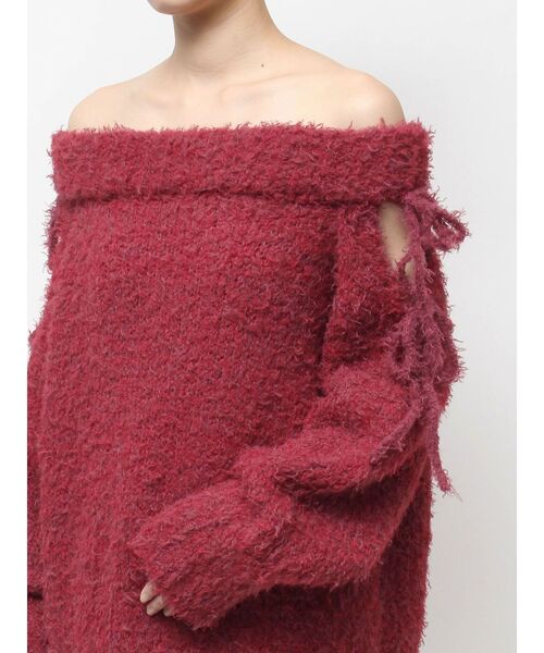 EVRIS（エヴリス）の「リボンオフショルニットワンピース（ワンピース・レディース・レッド/グレー/ブラック・FREE）」の13枚目の写真