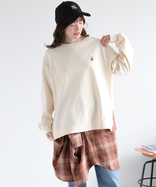 cepo(セポ)の「ワンポイントクマ刺繍ロングスリーブTee(Tシャツ/カットソー・レディース・チャコール/ブラウン/オフホワイト・M)」の2枚目の写真