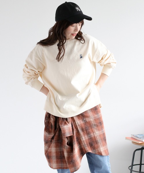 cepo(セポ)の「ワンポイントクマ刺繍ロングスリーブTee(Tシャツ/カットソー・レディース・チャコール/ブラウン/オフホワイト・M)」の8枚目の写真