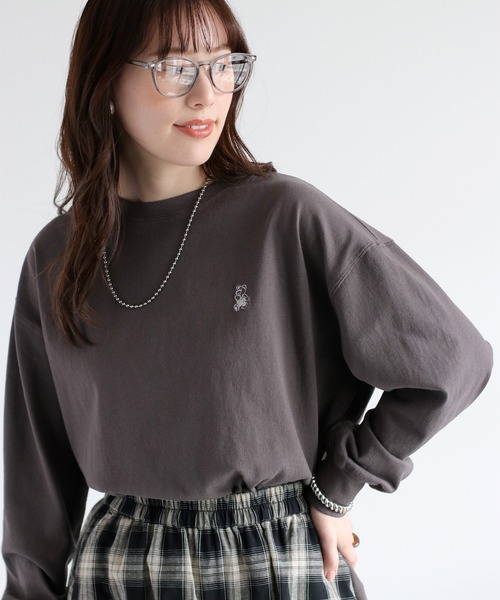cepo(セポ)の「ワンポイントクマ刺繍ロングスリーブTee(Tシャツ/カットソー・レディース・チャコール/ブラウン/オフホワイト・M)」の20枚目の写真