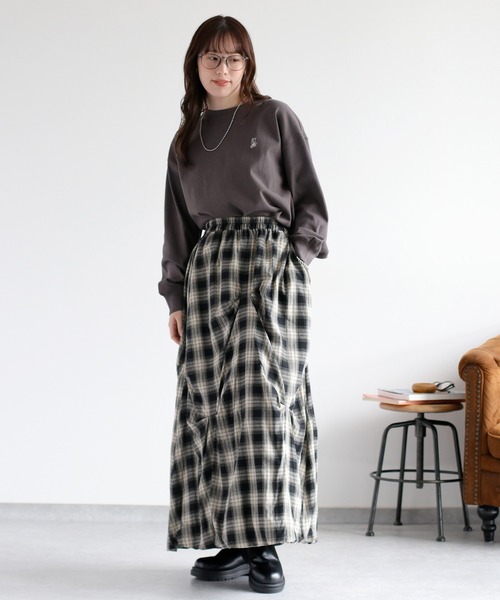 cepo(セポ)の「ワンポイントクマ刺繍ロングスリーブTee(Tシャツ/カットソー・レディース・チャコール/ブラウン/オフホワイト・M)」の16枚目の写真