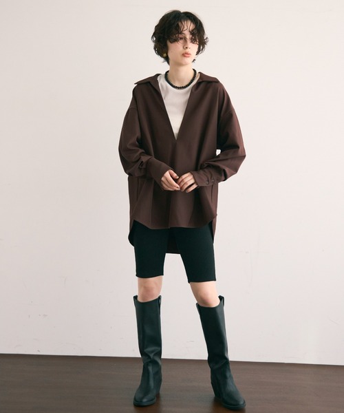 Trish(トリッシュ)の「スキッパーブラウス(シャツ/ブラウス・レディース・アイボリー/カーキ/ダークブラウン・MEDIUM)」の10枚目の写真