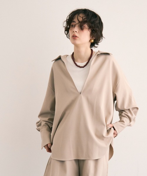 Trish(トリッシュ)の「スキッパーブラウス(シャツ/ブラウス・レディース・アイボリー/カーキ/ダークブラウン・MEDIUM)」の18枚目の写真