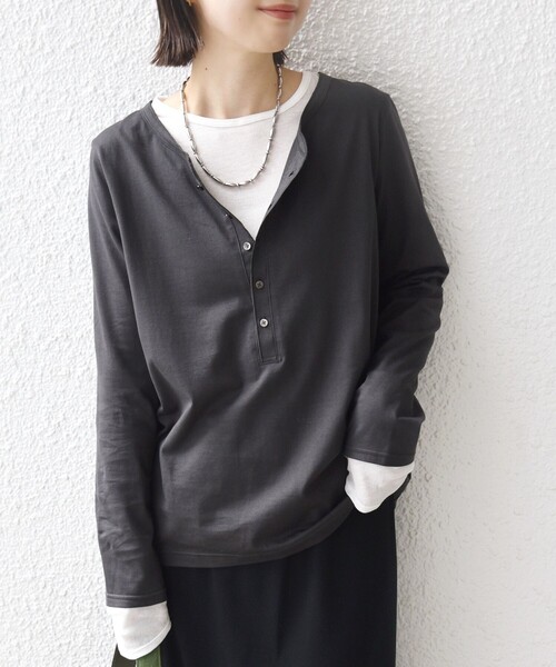 セール】レイヤード ライク ヘンリーネック プルオーバー（Tシャツ