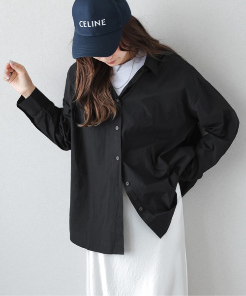 La-gemme(ラジェム)の「オーバーサイズシルエットシャツ(シャツ/ブラウス・レディース・ブラック/ホワイト/オレンジ系/ブルー系・フリー)」の8枚目の写真