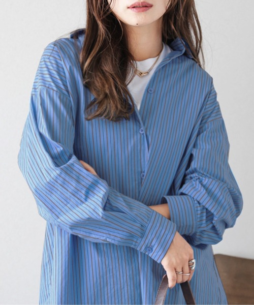 La-gemme(ラジェム)の「オーバーサイズシルエットシャツ(シャツ/ブラウス・レディース・ブラック/ホワイト/オレンジ系/ブルー系・フリー)」の22枚目の写真