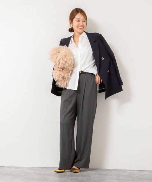 NOLLEY’S(ノーリーズ)の「【一部WEB限定色アイテム】ウォッシャブルウエストゴムセミワイドパンツ(その他パンツ・レディース・ネイビー/ベージュ/チャコールグレー・36/38)」の16枚目の写真
