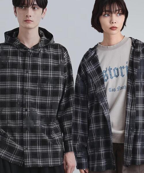 セール】ヴィンテージフードチェックシャツ（シャツ/ブラウス）｜tk