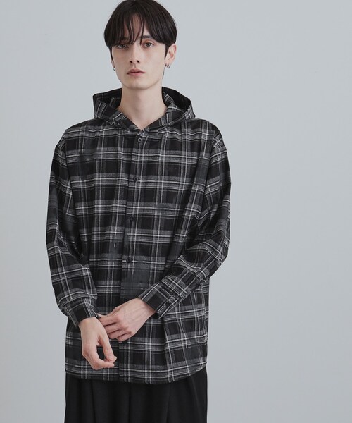 セール】ヴィンテージフードチェックシャツ（シャツ/ブラウス）｜tk