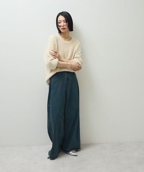 Green　Parks（グリーンパークス）の「シャギークルーネックニットプルオーバー（ニット/セーター・レディース・オレンジ/ホワイト系その他2/グレー/サックスブルー/グレイッシュベージュ・FREE）」の17枚目の写真