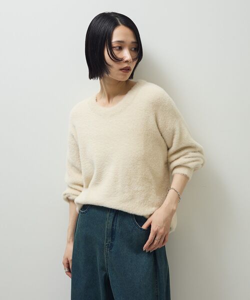 Green　Parks（グリーンパークス）の「シャギークルーネックニットプルオーバー（ニット/セーター・レディース・オレンジ/ホワイト系その他2/グレー/サックスブルー/グレイッシュベージュ・FREE）」の18枚目の写真