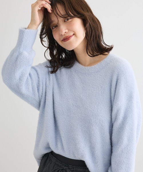 Green　Parks（グリーンパークス）の「シャギークルーネックニットプルオーバー（ニット/セーター・レディース・オレンジ/ホワイト系その他2/グレー/サックスブルー/グレイッシュベージュ・FREE）」の4枚目の写真