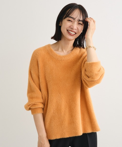 Green　Parks（グリーンパークス）の「シャギークルーネックニットプルオーバー（ニット/セーター・レディース・オレンジ/ホワイト系その他2/グレー/サックスブルー/グレイッシュベージュ・FREE）」の5枚目の写真