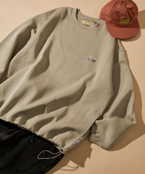 ビッグシルエット スピンドル ダンボール ワンポイントロゴ クルー