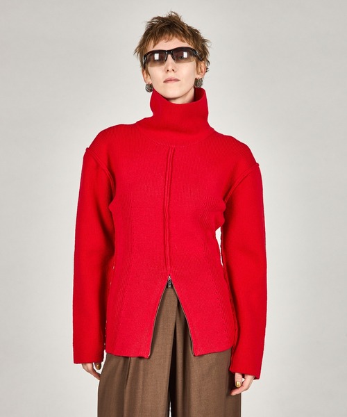 PRANK PROJECT（プランクプロジェクト）の「ヘヴィタートルニットチュニック / Heavy Turtleneck Knit Tunic（ニット/セーター・レディース・レッド/ブラック/マルチ・FREE）」の3枚目の写真