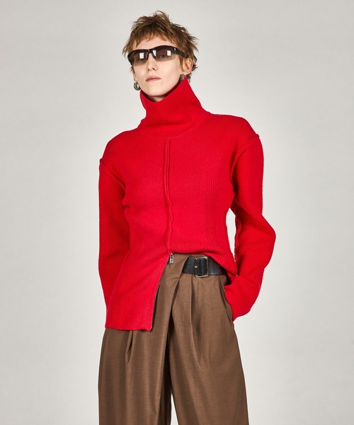 PRANK PROJECT（プランクプロジェクト）の「ヘヴィタートルニットチュニック / Heavy Turtleneck Knit Tunic（ニット/セーター・レディース・レッド/ブラック/マルチ・FREE）」の17枚目の写真