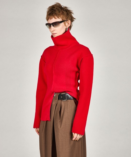 PRANK PROJECT（プランクプロジェクト）の「ヘヴィタートルニットチュニック / Heavy Turtleneck Knit Tunic（ニット/セーター・レディース・レッド/ブラック/マルチ・FREE）」の16枚目の写真