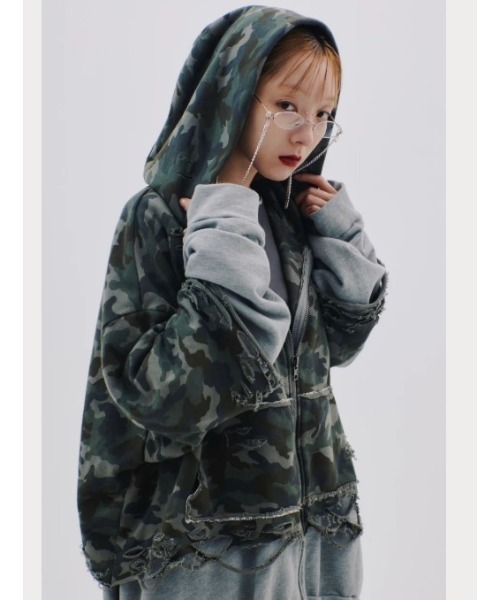 neith.　パーカー L.H.P（エルエイチピー）の「neith./ネイス/Layered Crush Hoodie(Camo