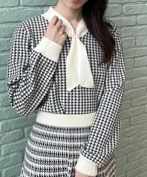 ハートカット千鳥ニットトップス michellMacaron ハートカット千鳥ニットトップス - メルカリ