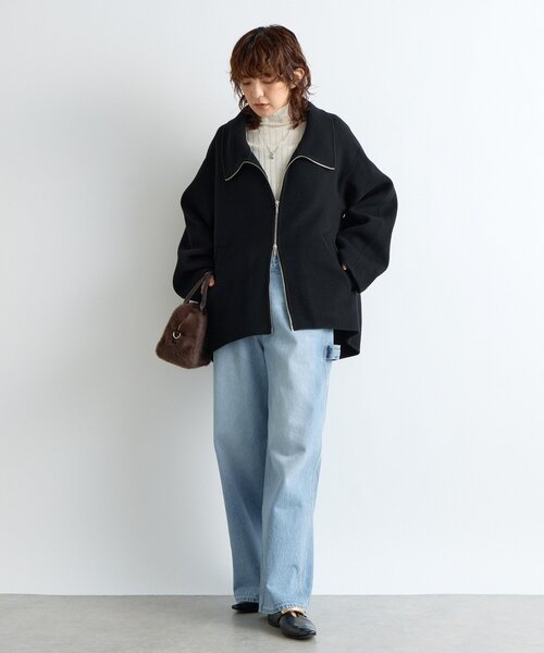RIVE DROITE（リヴドロワ）の「【ハンサムな着こなしに】スタンドZIPリバーコート（その他アウター・レディース・ブラック/キャメル・FREE）」の7枚目の写真