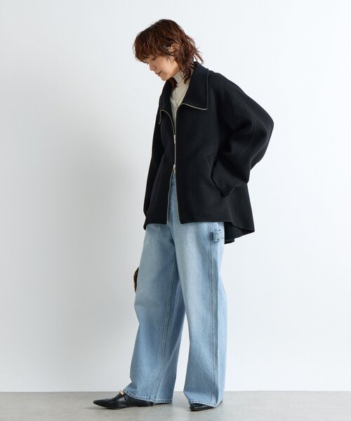 RIVE DROITE（リヴドロワ）の「【ハンサムな着こなしに】スタンドZIPリバーコート（その他アウター・レディース・ブラック/キャメル・FREE）」の8枚目の写真