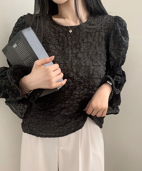 Kuroba(クロバ)の「ワッシャーキャンディースリーブブラウス(シャツ/ブラウス・レディース・ベージュ/ホワイト/ブラック・FREE)」の8枚目の写真
