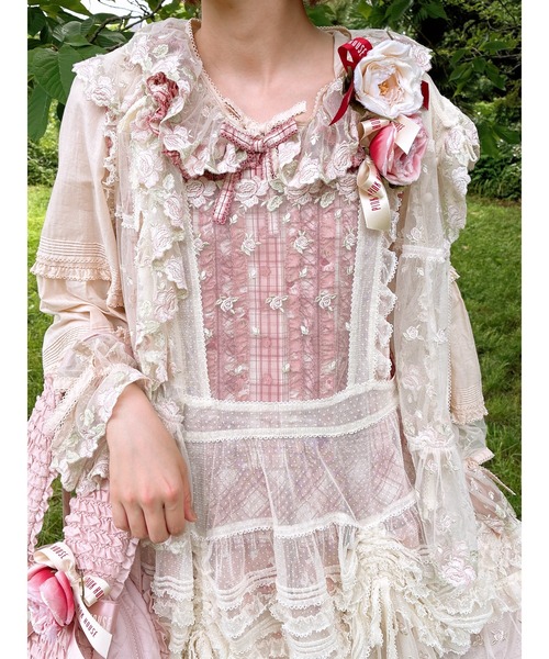 うさぎの耳フード付きローズレースベスト（ベスト）｜PINK HOUSE