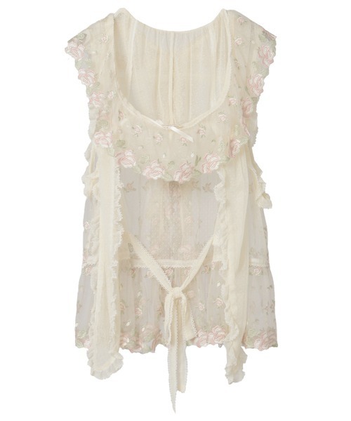 うさぎの耳フード付きローズレースベスト（ベスト）｜PINK HOUSE