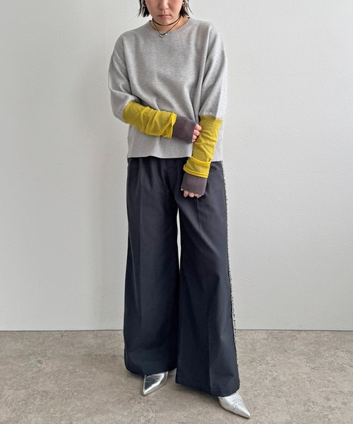 LHELBIE（レルビエ）の「チュール袖ニット（ニット/セーター・レディース・ブラック/オレンジ/グレー・M）」の15枚目の写真