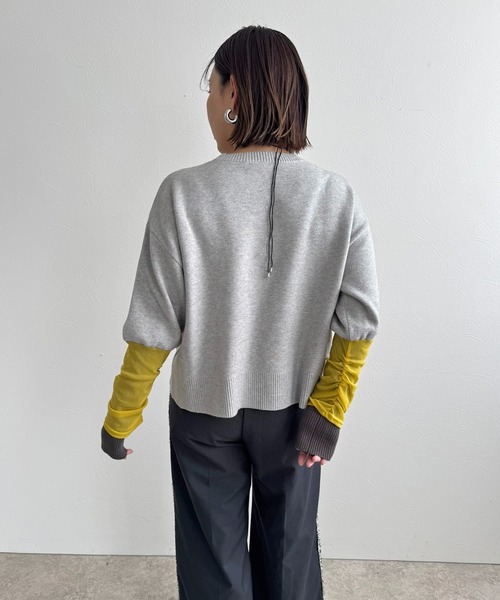 LHELBIE（レルビエ）の「チュール袖ニット（ニット/セーター・レディース・ブラック/オレンジ/グレー・M）」の10枚目の写真