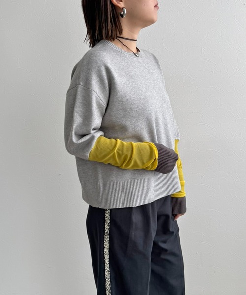 LHELBIE（レルビエ）の「チュール袖ニット（ニット/セーター・レディース・ブラック/オレンジ/グレー・M）」の17枚目の写真