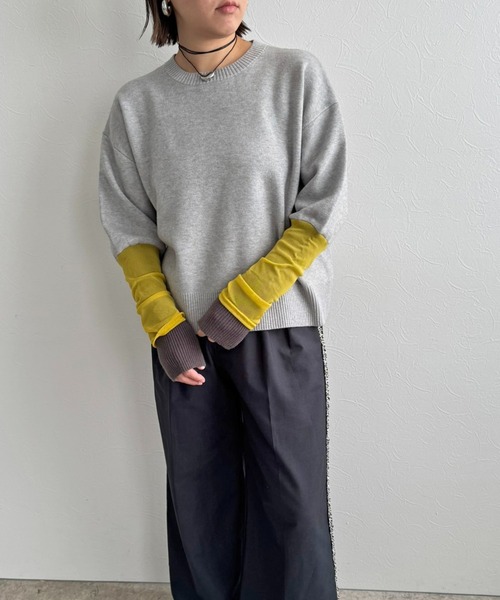 LHELBIE（レルビエ）の「チュール袖ニット（ニット/セーター・レディース・ブラック/オレンジ/グレー・M）」の18枚目の写真