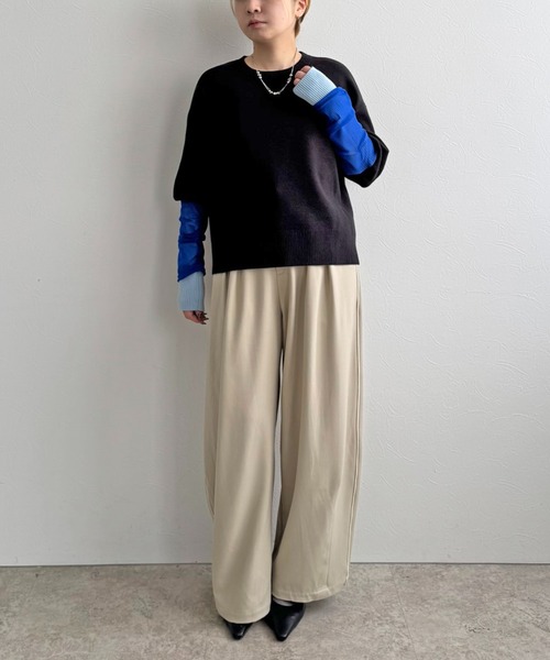 LHELBIE（レルビエ）の「チュール袖ニット（ニット/セーター・レディース・ブラック/オレンジ/グレー・M）」の22枚目の写真