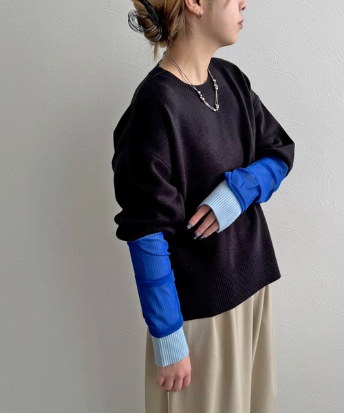 LHELBIE（レルビエ）の「チュール袖ニット（ニット/セーター・レディース・ブラック/オレンジ/グレー・M）」の19枚目の写真