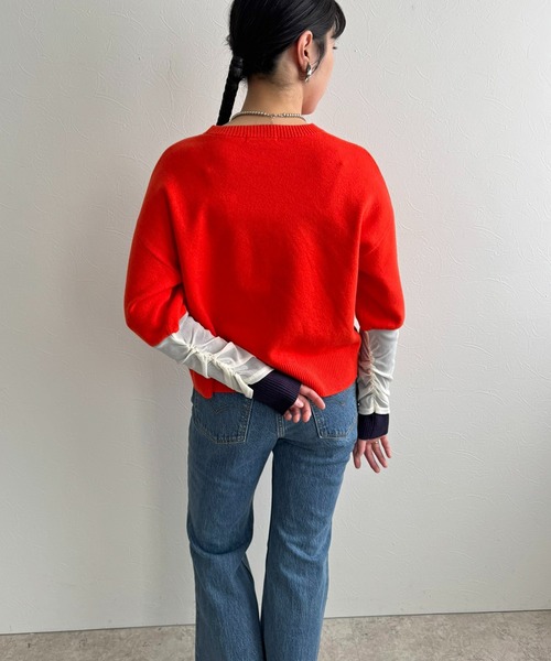 LHELBIE（レルビエ）の「チュール袖ニット（ニット/セーター・レディース・ブラック/オレンジ/グレー・M）」の7枚目の写真