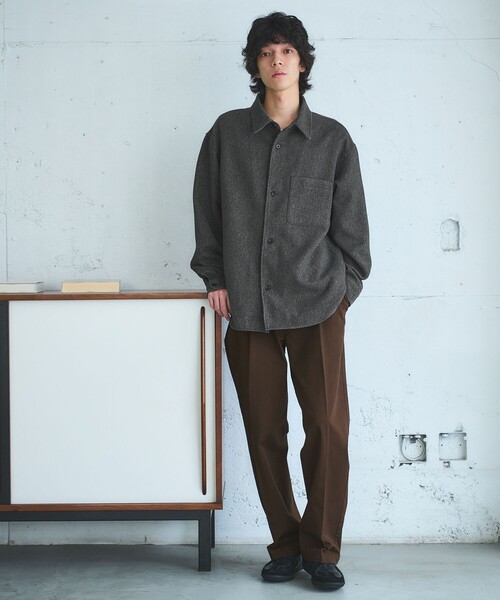 green label relaxing（グリーンレーベルリラクシング）の「ツイードライク CPO ジャケット（シャツ/ブラウス・メンズ・ダークブラウン/ベージュ/ダークグレー・S/L/M/XL）」の5枚目の写真