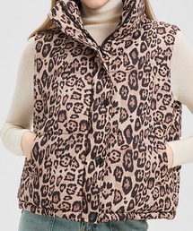 Girly Doll（ガーリードール）の「レオパード柄中綿ベスト（ダウンベスト）」