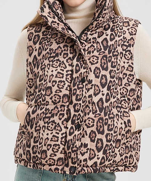 セール】レオパード柄中綿ベスト（ダウンベスト）｜Girly Doll