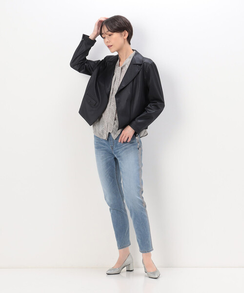 K.T KIYOKO TAKASE(キヨコタカセ)の「ポンチフェイクレザーエンボス ライダースジャケット(ライダースジャケット・レディース・ブラック/キャメル・11号/9号)」の4枚目の写真