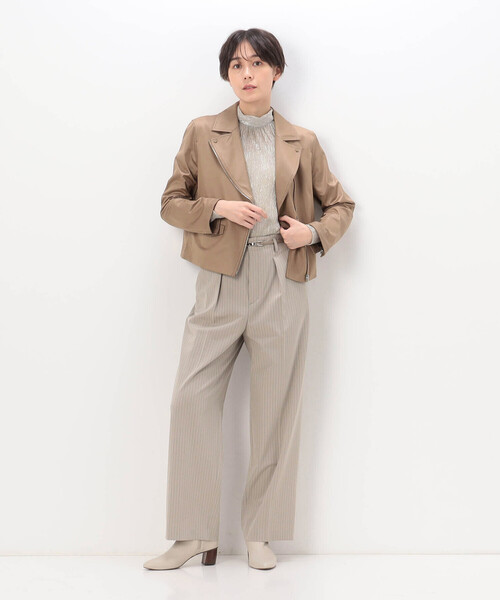 K.T KIYOKO TAKASE(キヨコタカセ)の「ポンチフェイクレザーエンボス ライダースジャケット(ライダースジャケット・レディース・ブラック/キャメル・11号/9号)」の20枚目の写真