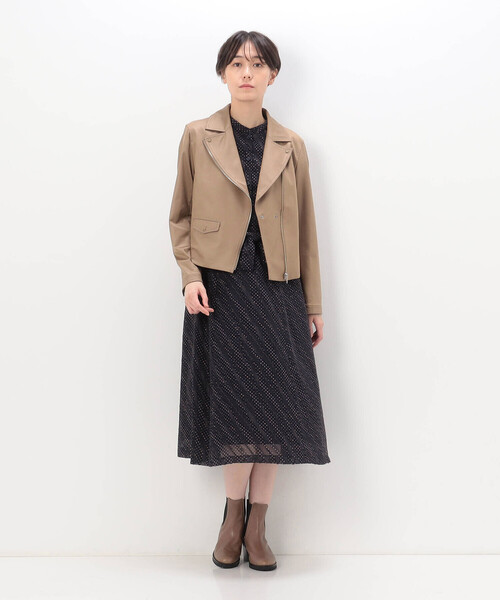 K.T KIYOKO TAKASE(キヨコタカセ)の「ポンチフェイクレザーエンボス ライダースジャケット(ライダースジャケット・レディース・ブラック/キャメル・11号/9号)」の19枚目の写真