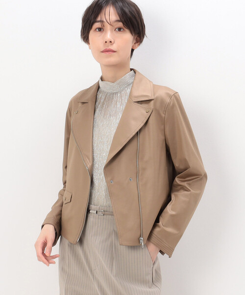 K.T KIYOKO TAKASE(キヨコタカセ)の「ポンチフェイクレザーエンボス ライダースジャケット(ライダースジャケット・レディース・ブラック/キャメル・11号/9号)」の18枚目の写真