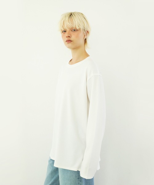 WCJ(ダブルシージェイ)の「【速乾】【防シワ】オーバーサイズアウトシームカットソー(Tシャツ/カットソー・レディース・ブラック/ホワイト・FREE)」の1枚目の写真